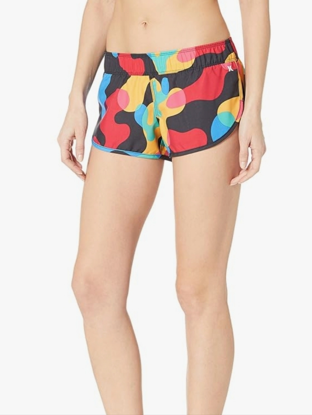 Hurley Tropicamo Black Multicolor Women's Athletic Board Shorts Young Women M